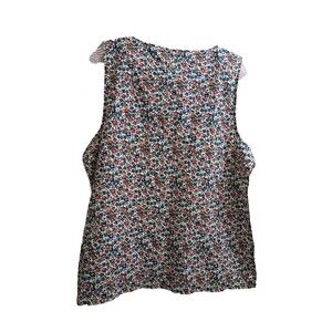 J Crew Sleeveless Tank Top Women's XL Floral Cotton Beachy Coastal Preppy Cami